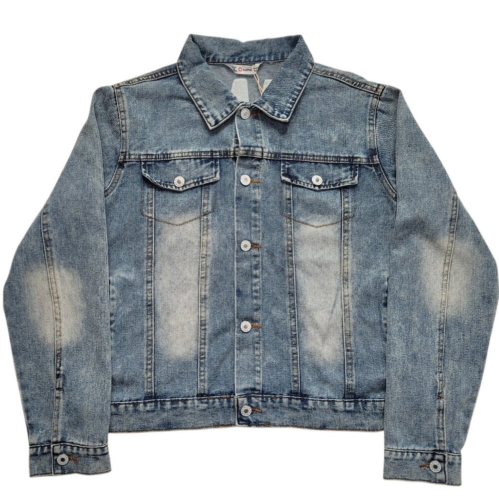 Patpat Mama Distressed Denim Jean Jacket Medium Light Wash Streetwear